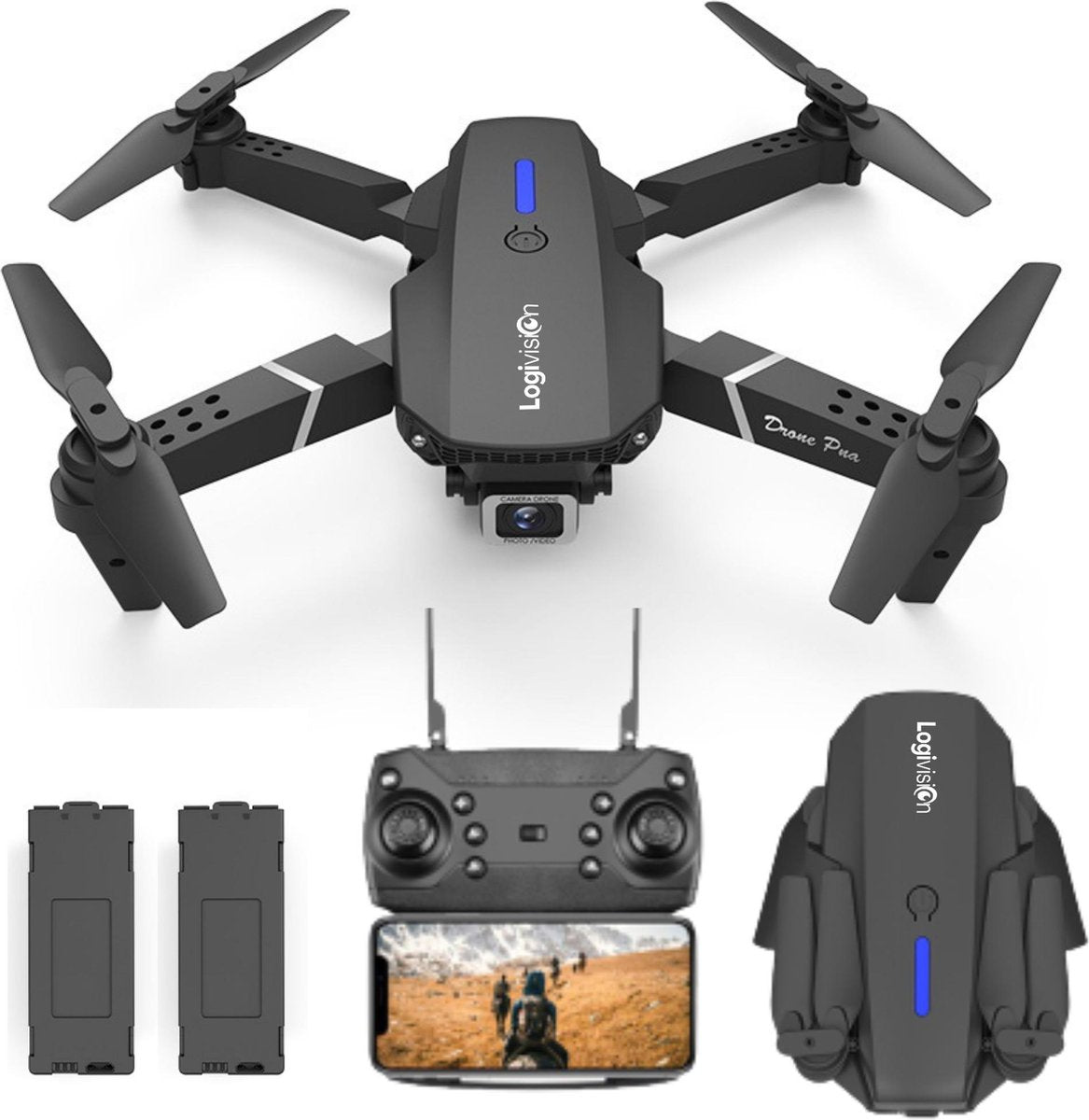 Logivision E88 Drone met 4K Camera - Drone met Camera voor Buiten/Binnen - Mini Drone - Drone voor Kinderen/Volwassenen - 20 Minuten Vliegtijd - Inclusief GRATIS Accu