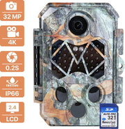 Abtena® Wildcamera met Nachtzicht en SD kaart - Camera Voor Buiten - 32 MP / 4K Ultra HD - Draadloos & Waterdicht - Camouflage