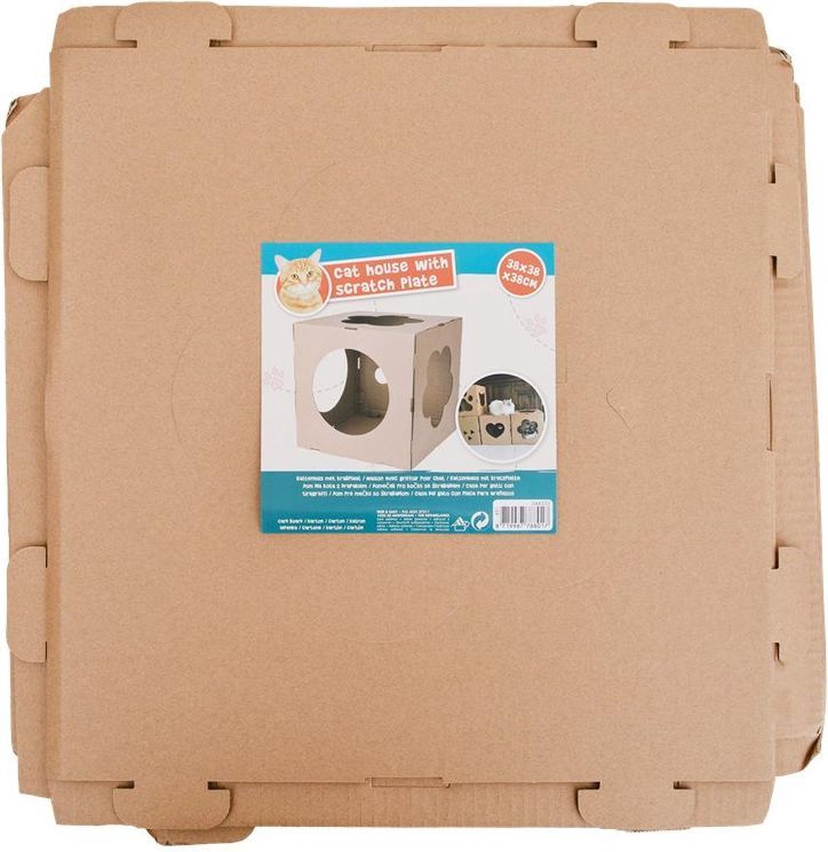 Kattenhuis met krabpaal van Versteeg- Kattenmand - Katten Slaapplaats - Karton