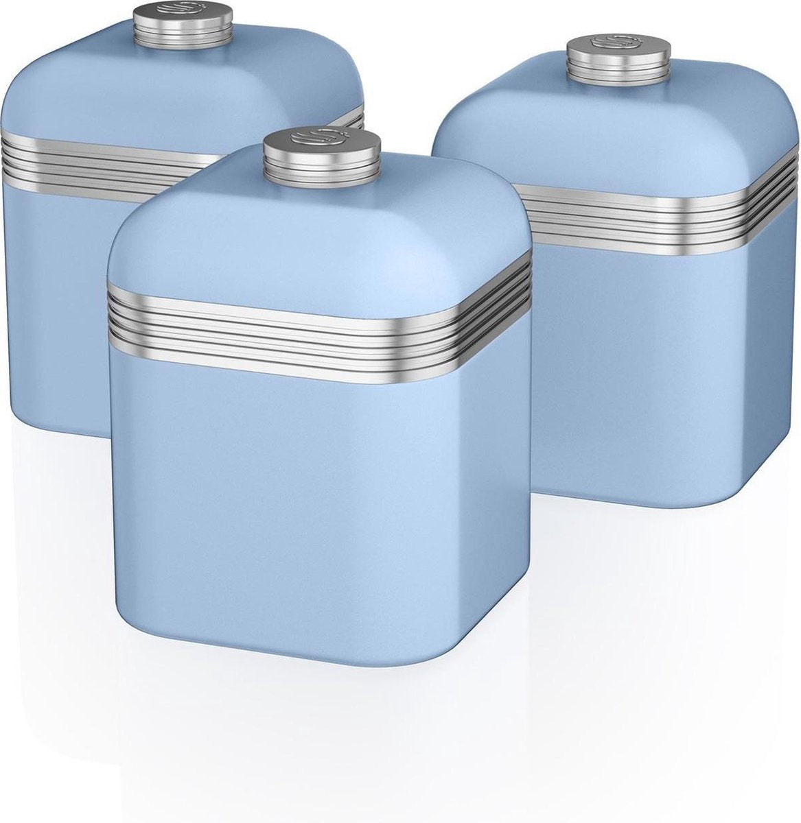 Swan SWKA1020BLN Retro Opbergblikken Set van 3 Blauw