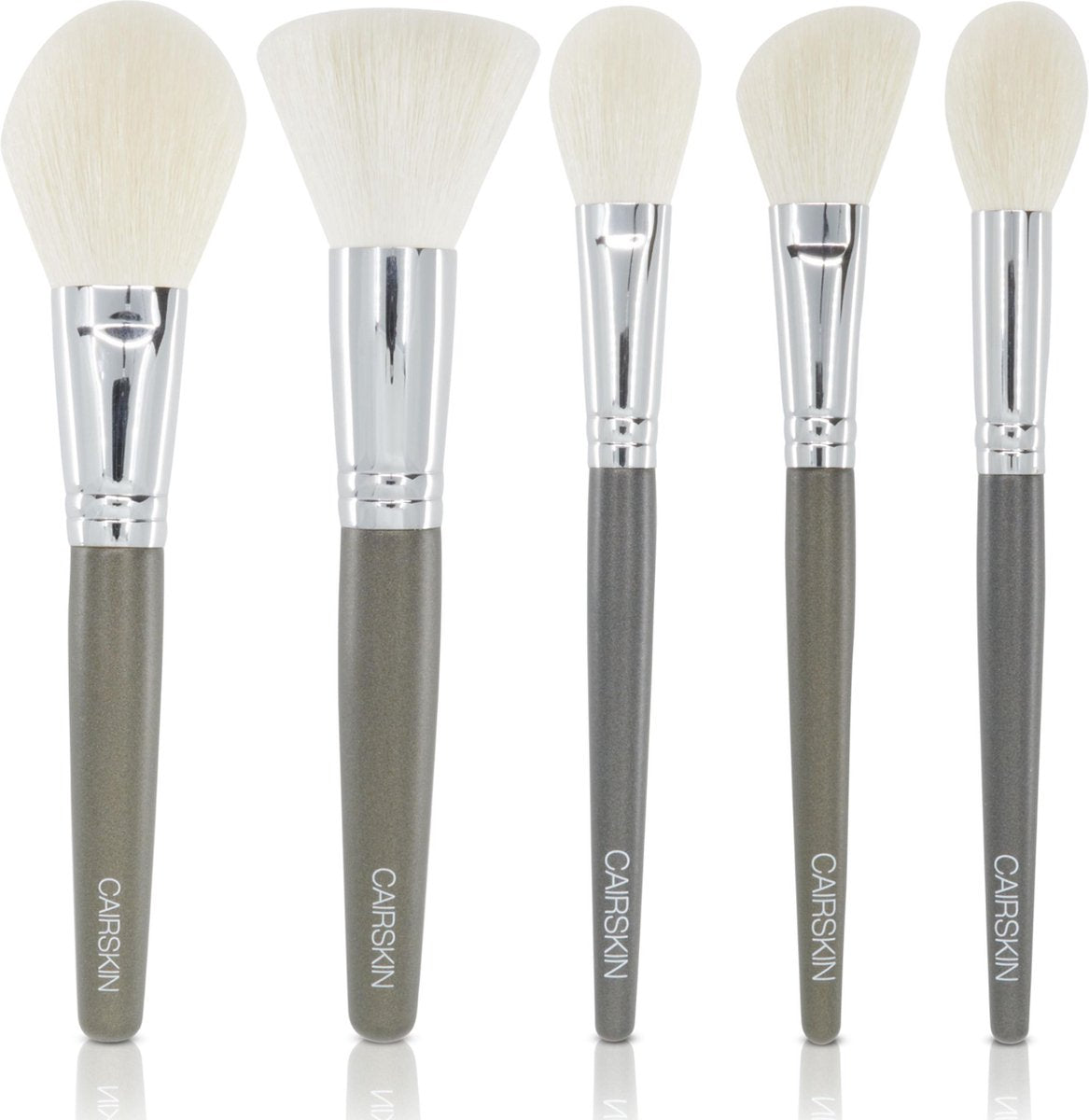 CAIRSKIN Sage Green Full Face Set 5 Brushes - Shaping & Setting Powder - Contouring - Blush - Highlighter - Bronzer - Professionele Visagie Kwastenset