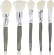 CAIRSKIN Sage Green Full Face Set 5 Brushes - Shaping & Setting Powder - Contouring - Blush - Highlighter - Bronzer - Professionele Visagie Kwastenset