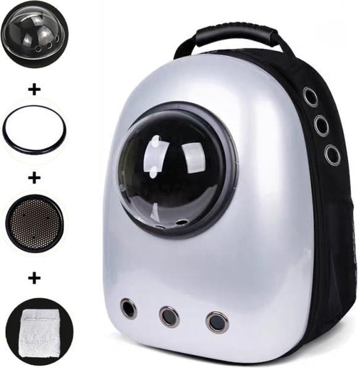 TBG Kat Rugzak Kat Carrier Vet Kat Tas Ademend Transport Reistas Hond Ruimte Capsule Huisdier Capsule Astronaut Rugzak Voor HuisdierenSilver White