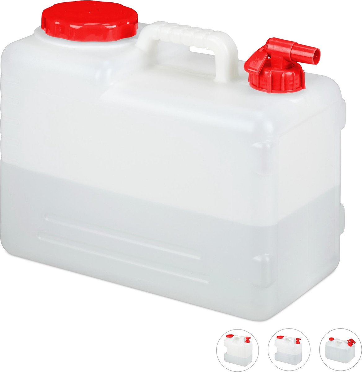 relaxdays jerrycan met kraan - watertank - water jerrycan - camping - wateropslag - wit 15 Liter