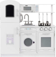 Houten Kinderkeuken wit - Speelkeuken - Grote houten Keukenset - Kinder Speelgoed Keuken - Compleet -kinderkeukentje - kinderkeuken met accessoires set