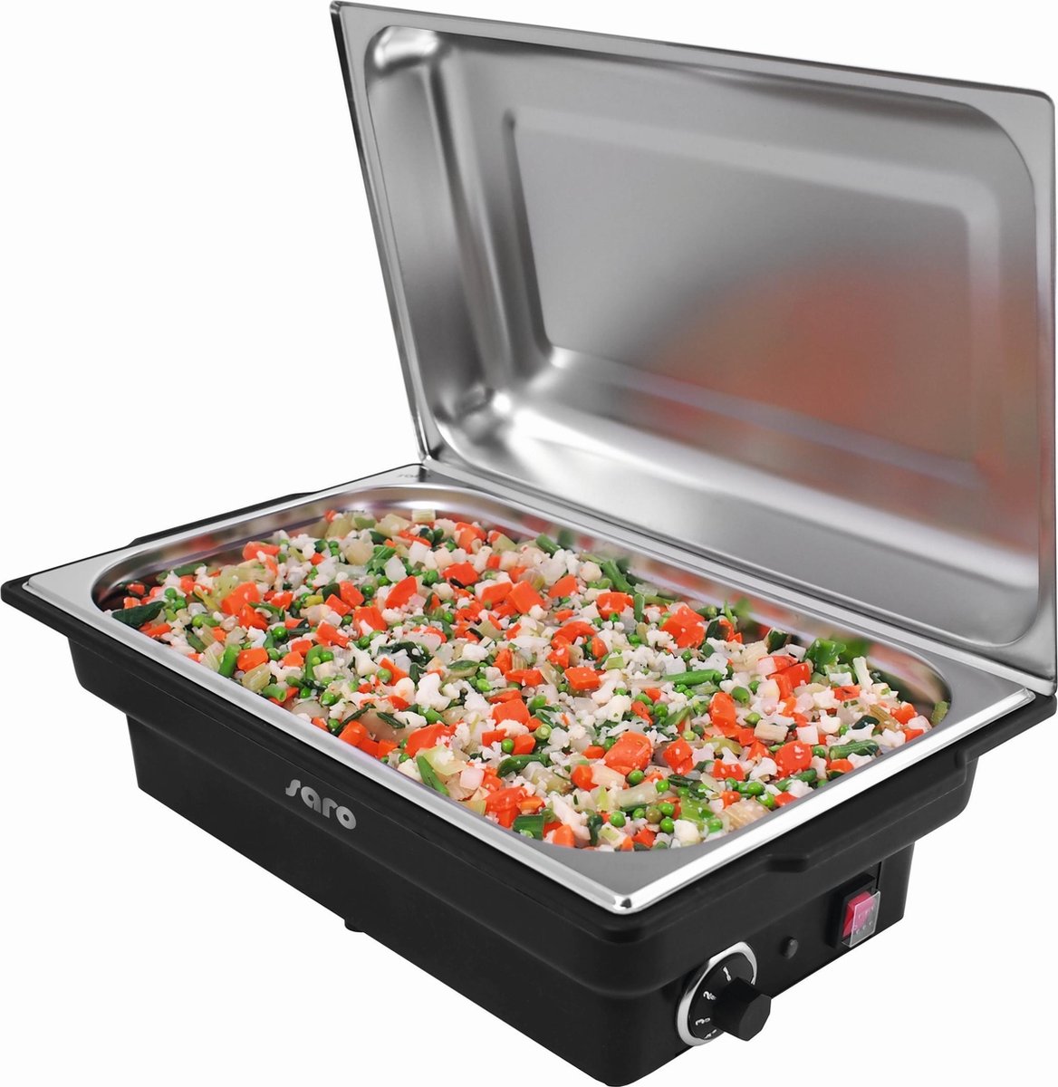 Saro Elektrische Chafing Dish - ideaal voor buffet - geen open vuur - geen brandpasta - temperatuur regelbaar- 2 jaar garantie - model LORENA