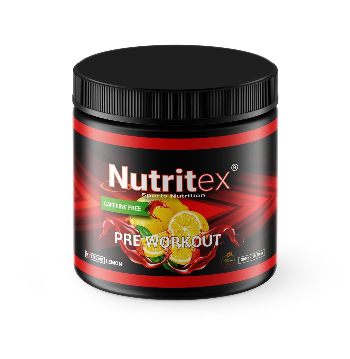 Nutritex© Premium Pre-Workout Caffeine Vrij - 100% Hulpstofvrij - Laag in Calorieën - 300 Gram - Lemon