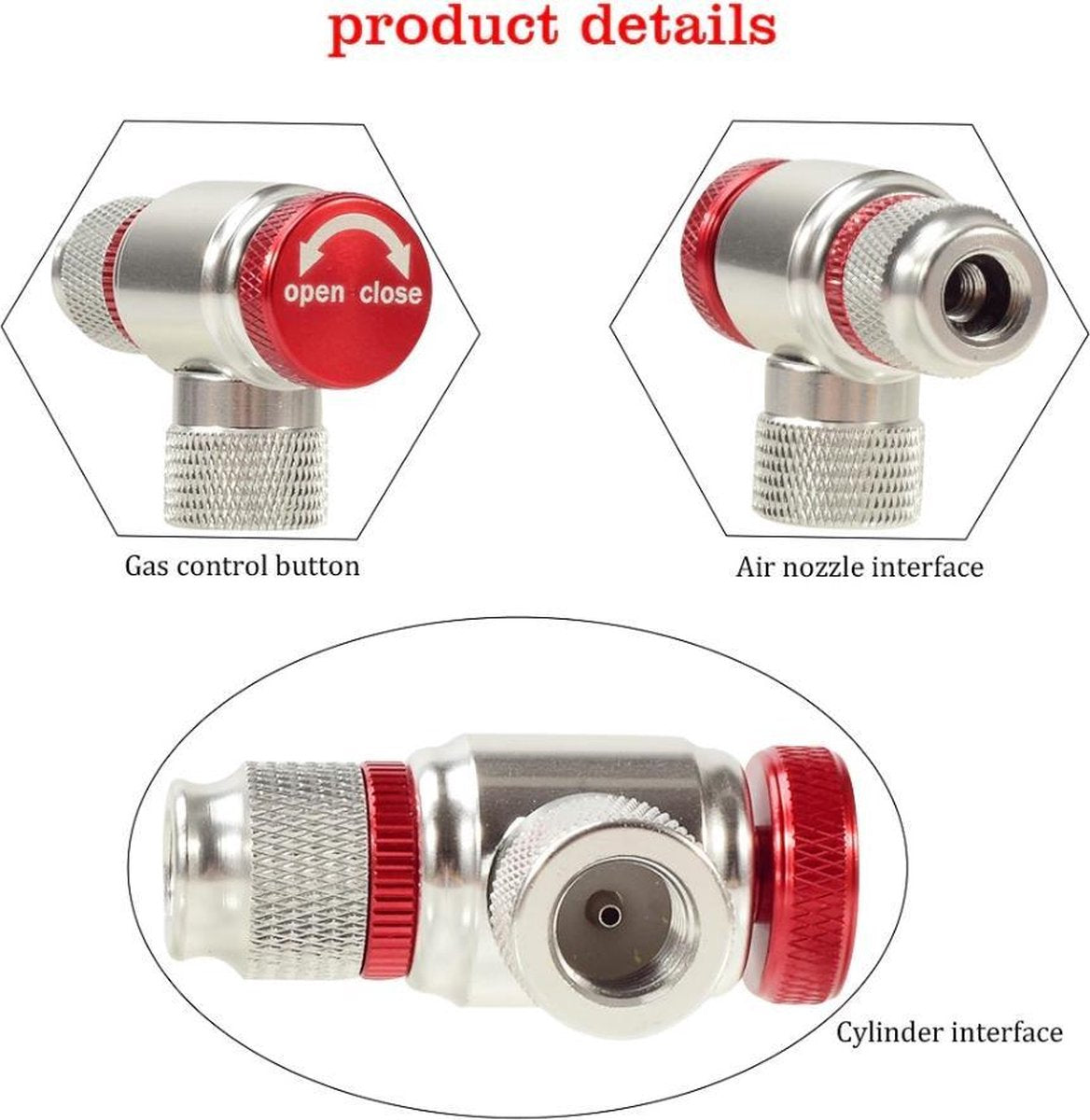 BikerVibes |Co2 Fietspompje | Co2 Adapter | Co2 Pompkop Regelbaar | Mini Fietspomp - voor 16gr / 32gr co2 Patronen