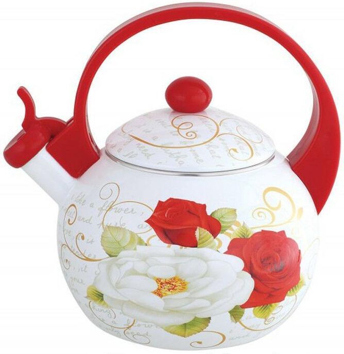 Kinghoff 3700 fluitketel - 2L - Emaille Rood 2 - alle warmtebronnen