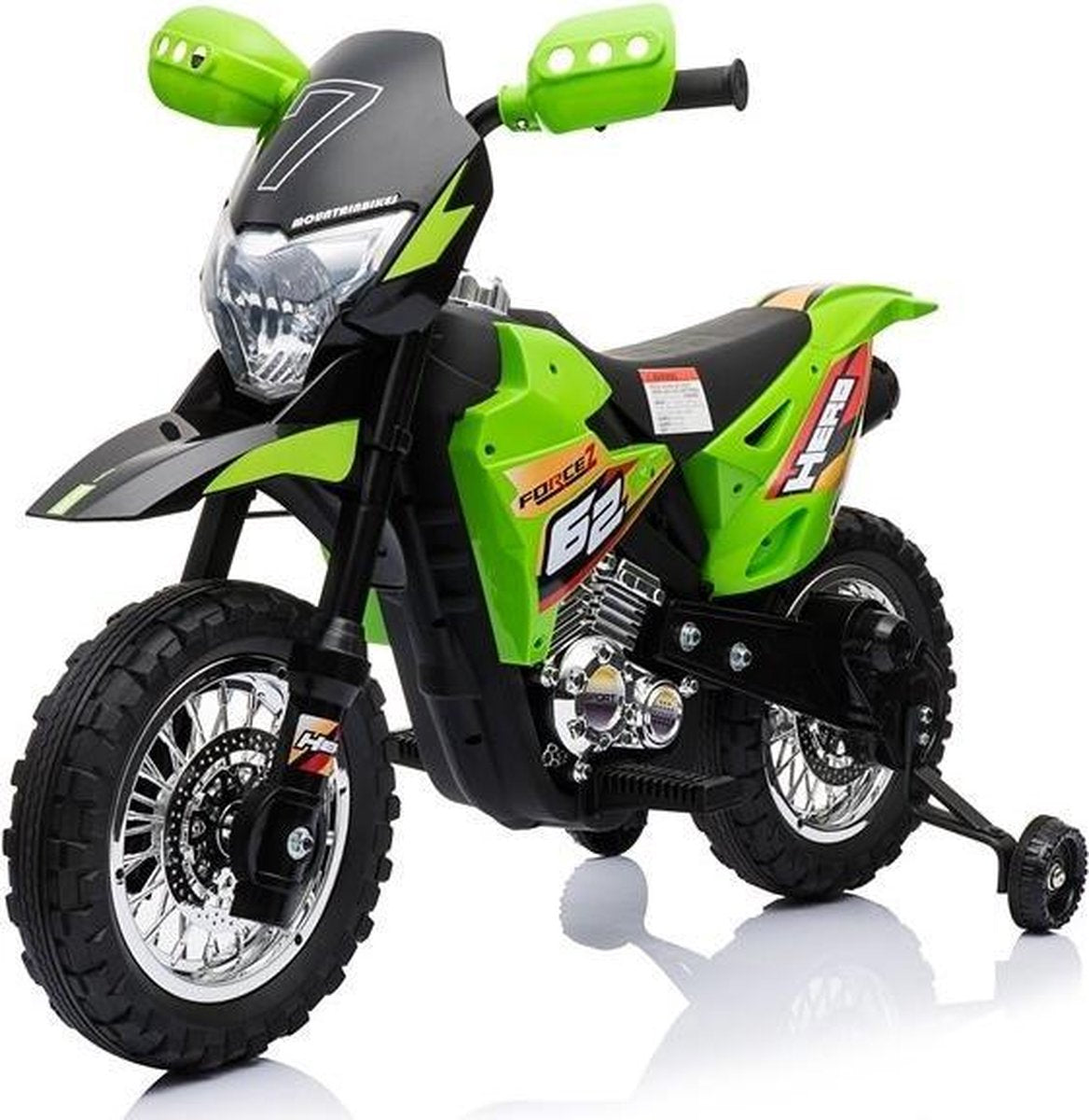 Elektrische kinder crossmotor op accu 6v verlichting muziek groen