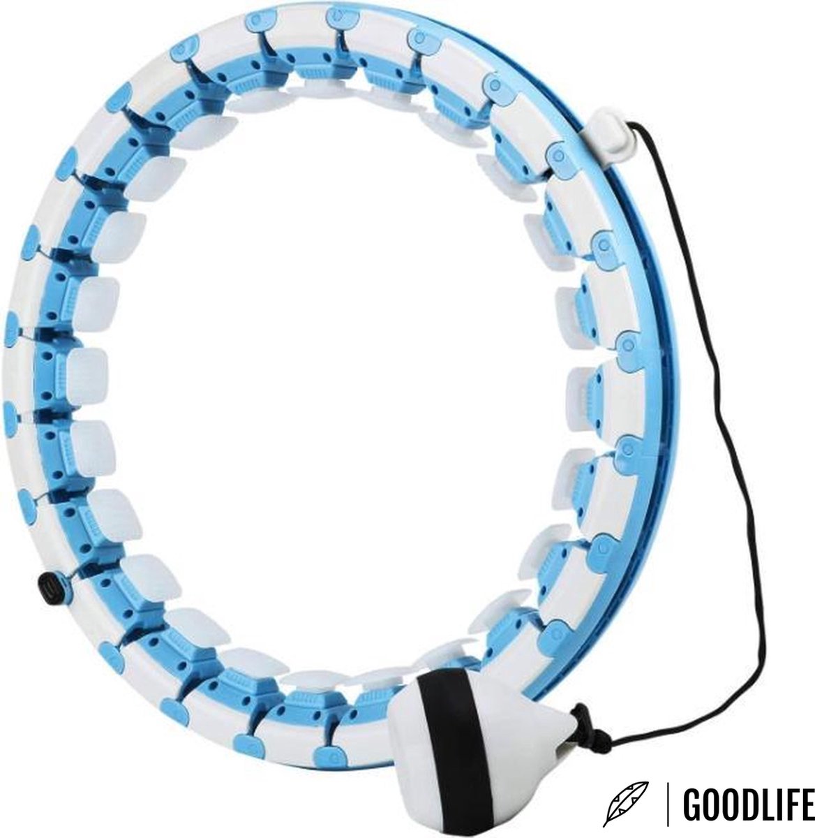 Goodlife®️ Stay-On Hoelahoep - Fitness hoelahoep met verstelbaar gewicht - Hulahoop - Geschikt voor volwassenen en kinderen - Blauw