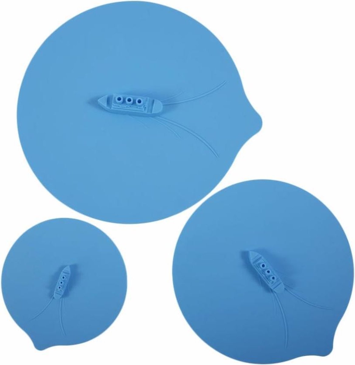 Krumble Anti-overkook deksels set van 3 - siliconen deksels Stoomboot - 3 verschillende maten - Blauw