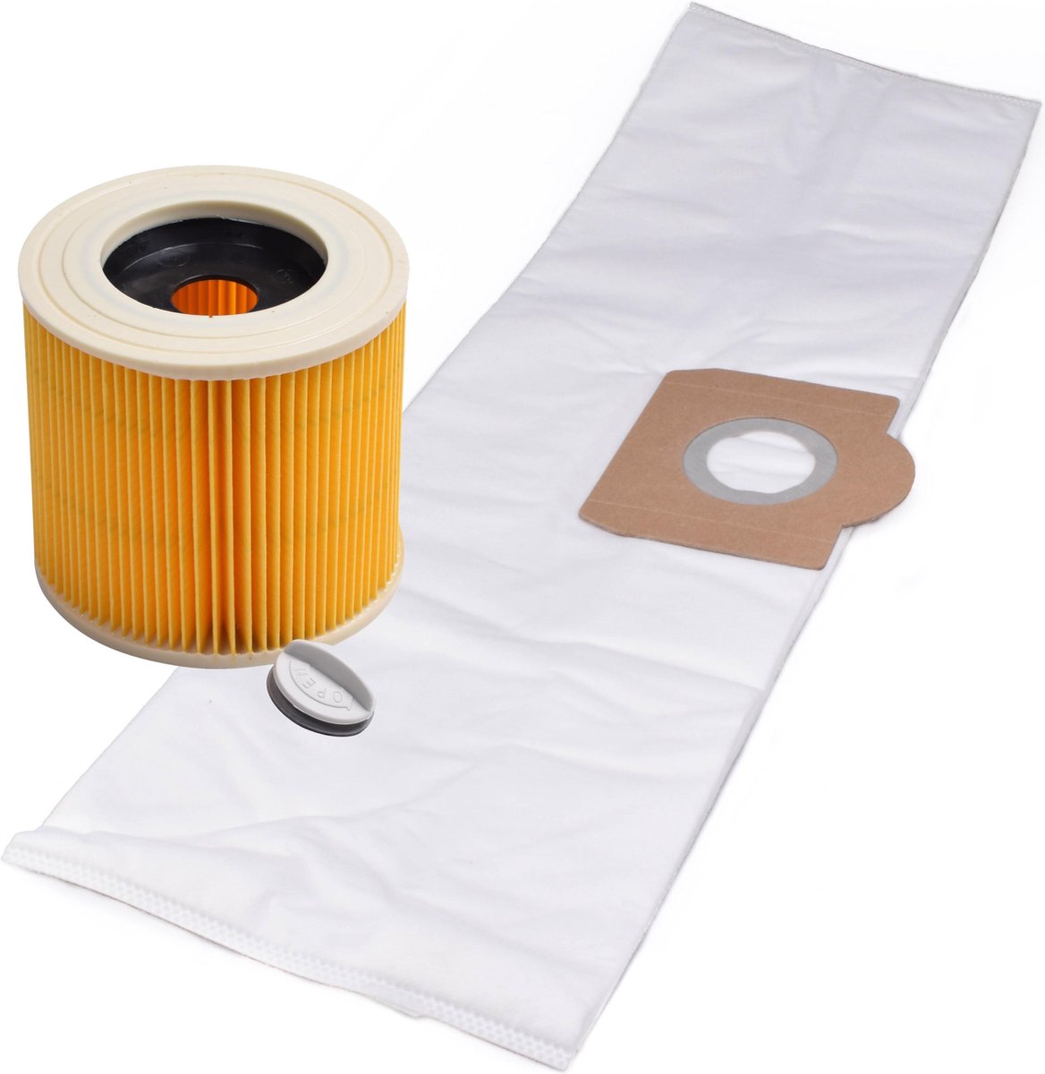 KARCHER. 6.959-130.0  5 STUKS  Stofzuigerzakken  en 6.414-552.0     1 luchtafvoerfilter voor Karcher stofzuigers Type