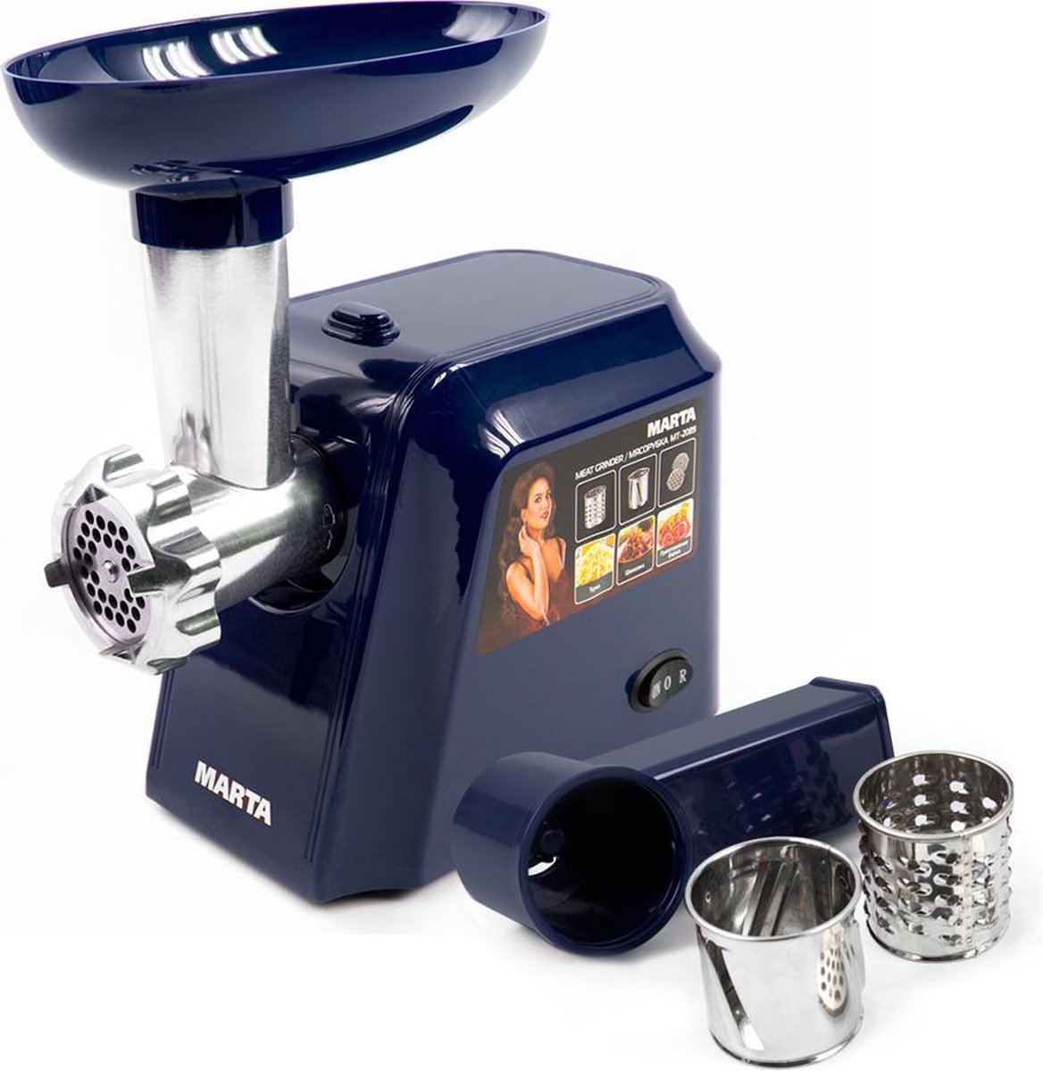 MARTA MT-2089 Vleesmolen|2000W|2 maalgraden|2 groente slicers|blue sapphire