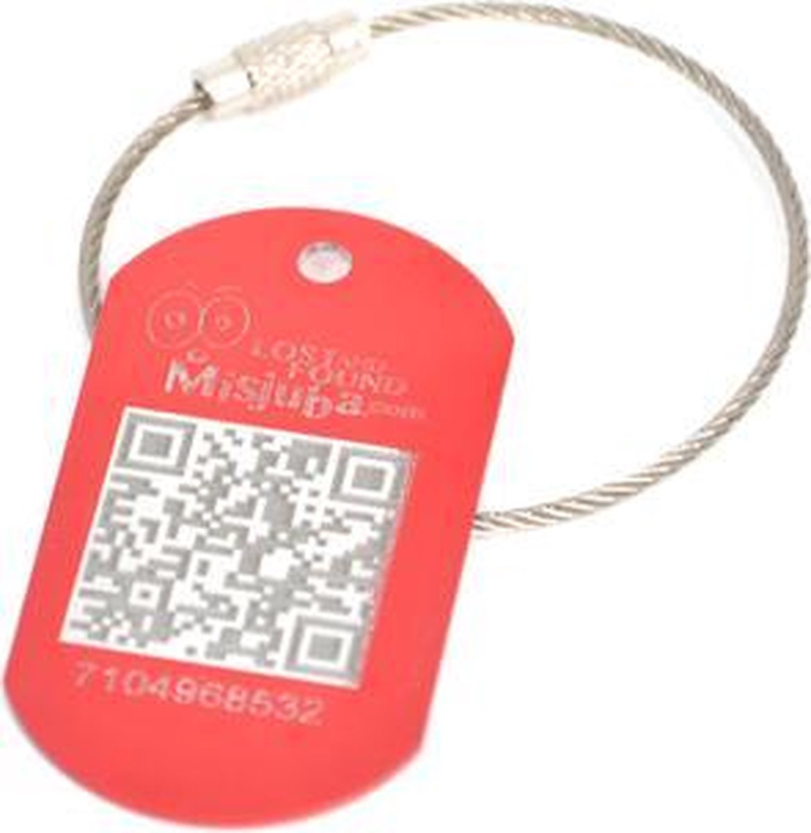 Kofferlabel Aluminium rood met RVS kabel