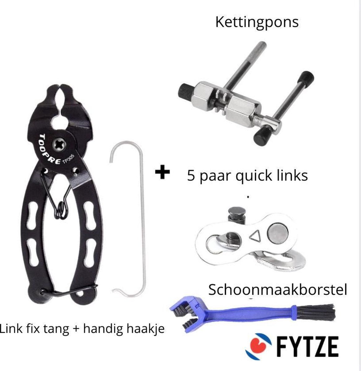 FYTZE Fiets Accessoires - Ketting sluitschakel gereedschap - Quick-link kettingtang - Missing link tang - Fietsketting Set Reiniger - Kettingpons - Reparatieset Fiets - Racefiets Accessoires