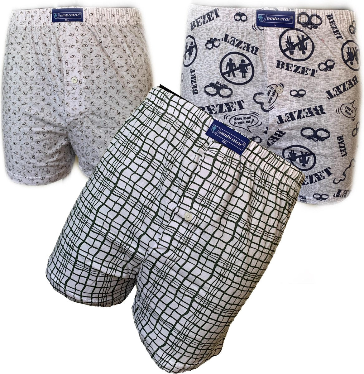 Embrator 3-stuks mannen Boxershorts Loose Fit katoen maat XXL