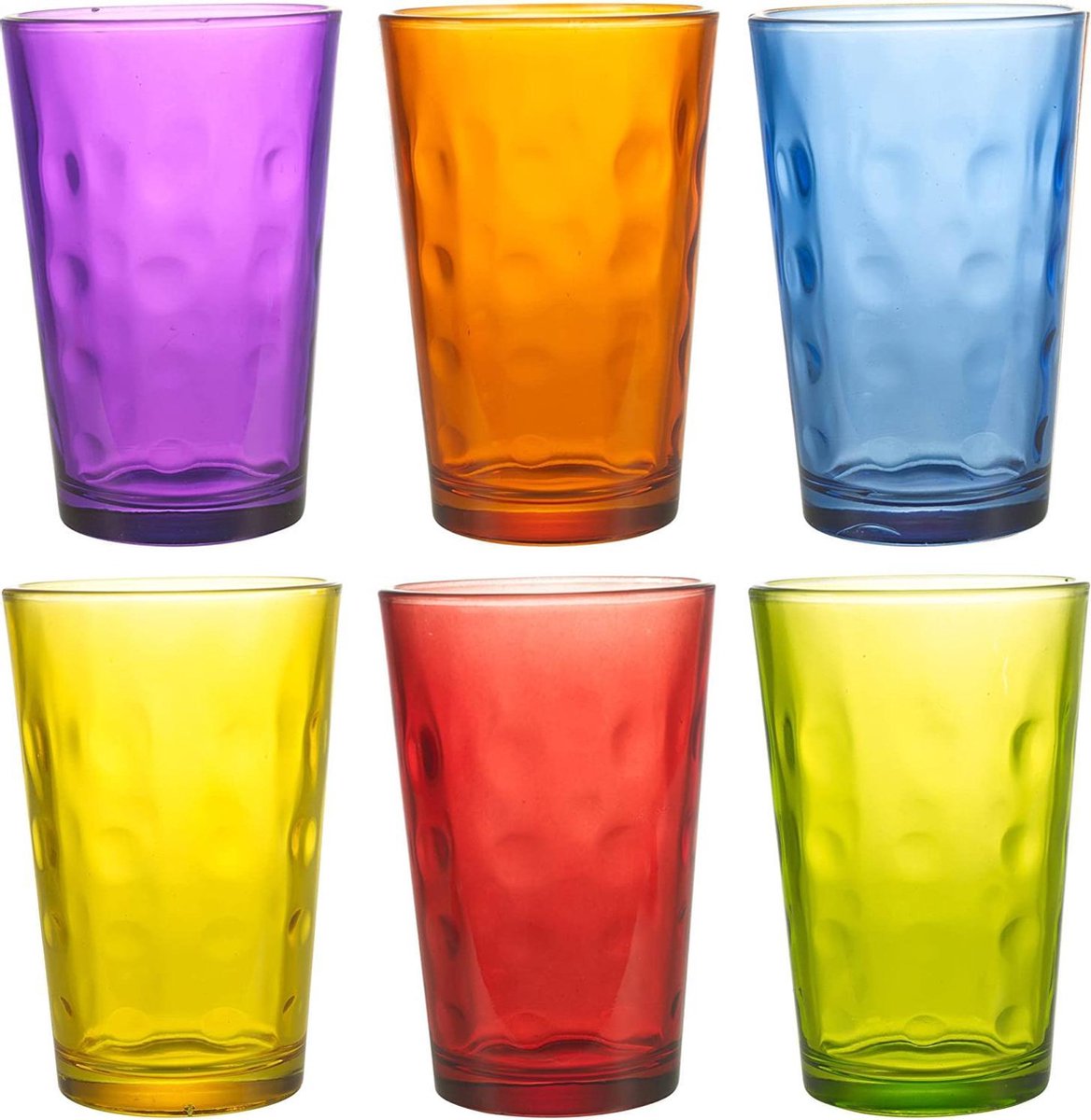6 gekleurde glazen - kleurrijk - 6x240ml