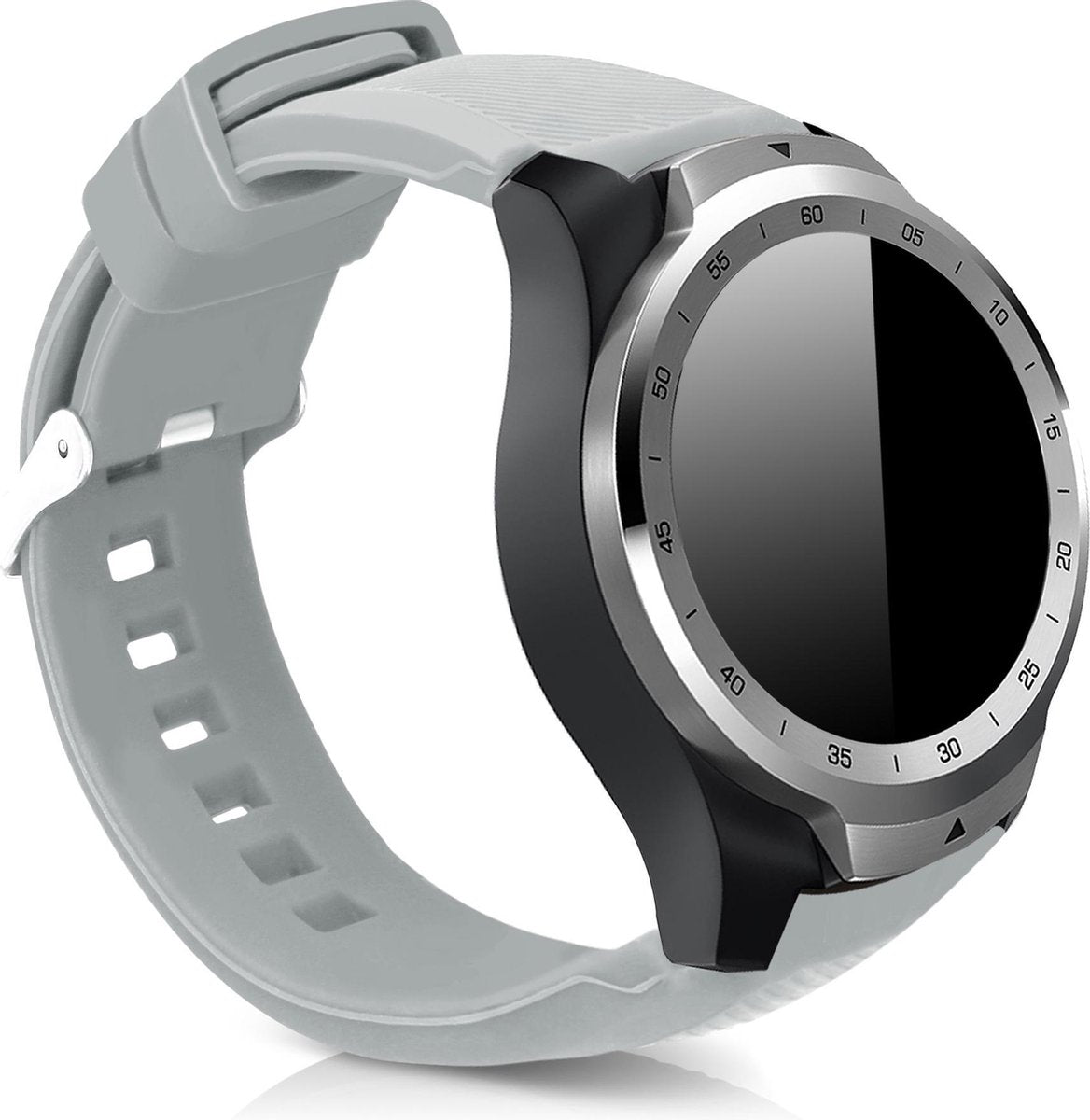 kwmobile horlogeband voor Ticwatch Pro Smartwatch - siliconen armband voor fitnesstracker - grijs
