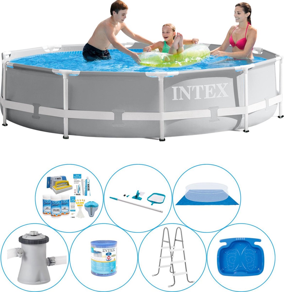 Intex Prism Frame Rond 305x76 cm - 8-delig - Zwembad Bundel