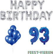 93 jaar Verjaardag Versiering Ballon Pakket Blauw & Zilver