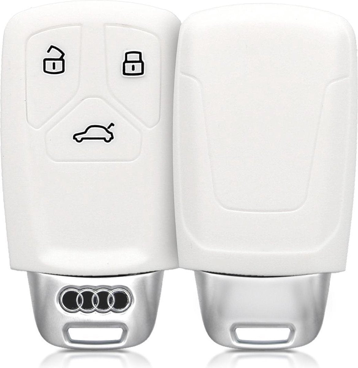 kwmobile autosleutelhoes voor Audi 3-knops Smartkey autosleutel (alleen Keyless Go) - Siliconen beschermhoes in wit