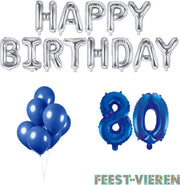 80 jaar Verjaardag Versiering Ballon Pakket Blauw & Zilver
