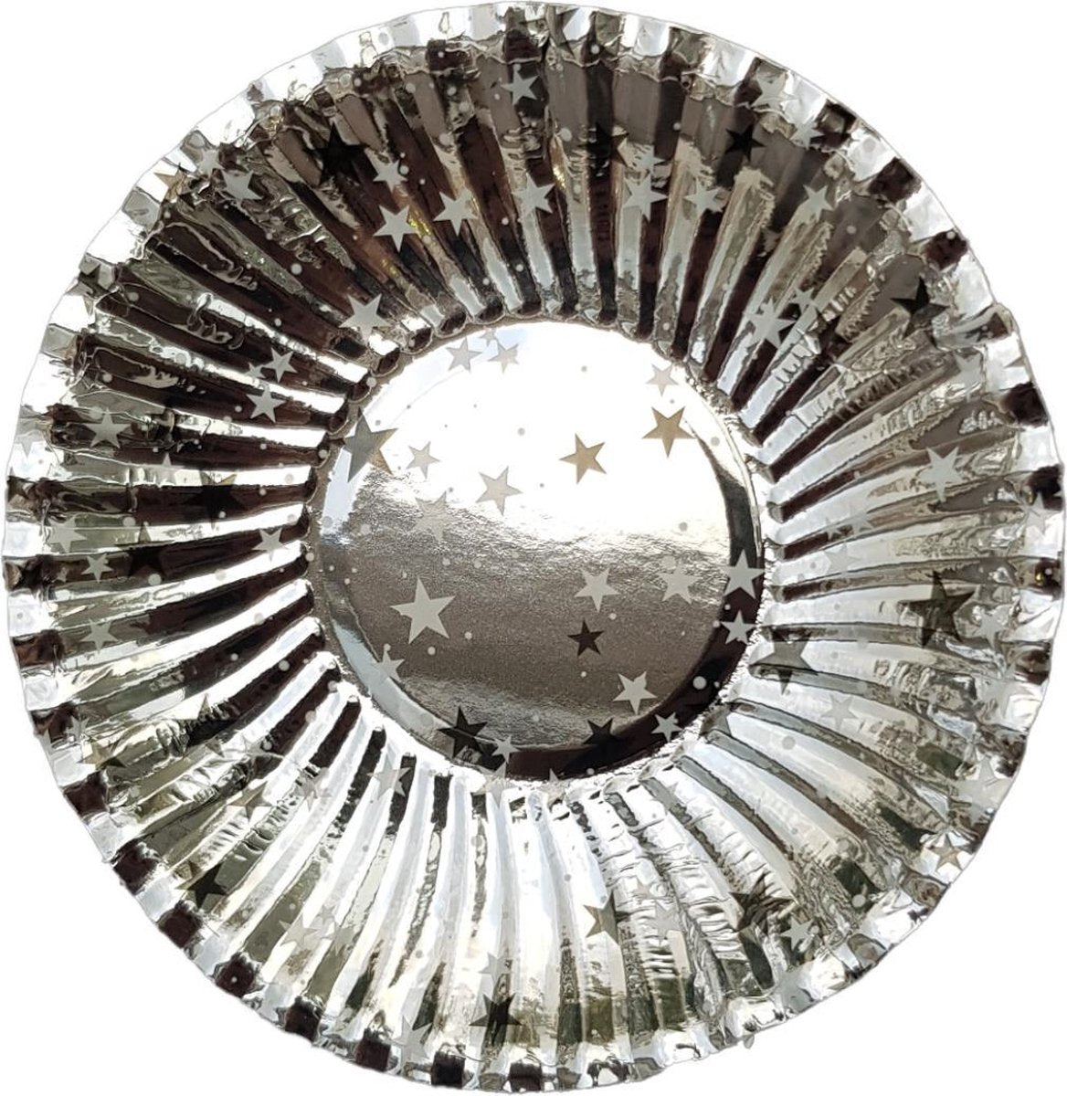 Oliebol bordjes zilver 8 stuks 10 cm