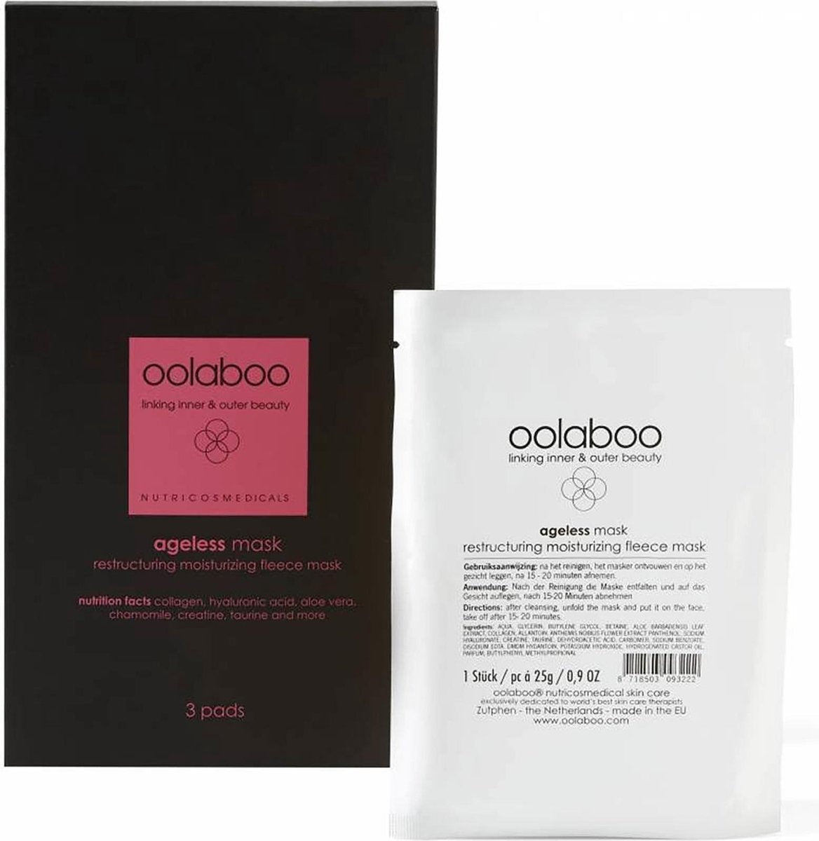 oolaboo ageless moisturizing fleece mask - 3 stuks