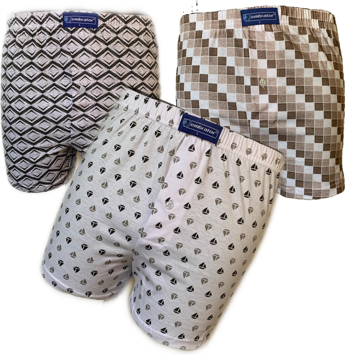 Embrator 3-stuks mannen Boxershorts Loose Fit katoen maat 3XL