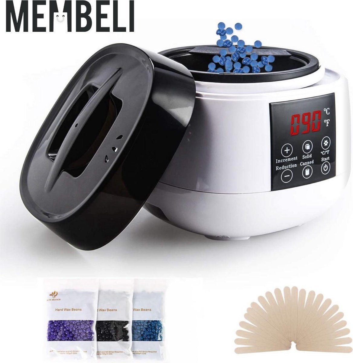 Wax Ontharen Apparaat Met Gratis 300gr Wax Beans en Spatels - Waxverwarmer - Hars Ontharen - Wax Heater - Wax Set - Zwart Wit - 100W - Met Wax Parels