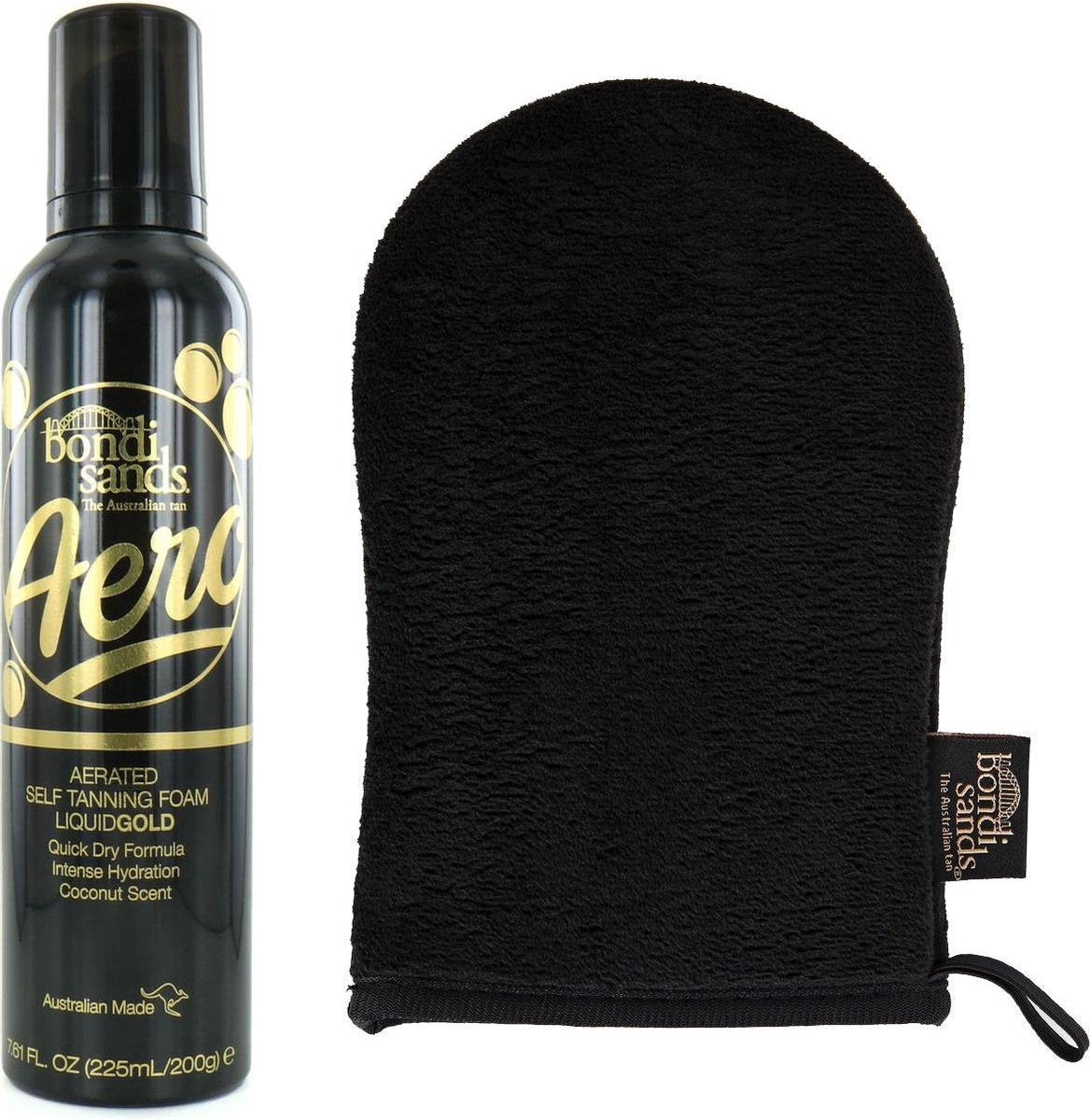 Bondi Sands - Aero Self Tanning Foam Liquid Gold 225 ml en Application Mitt