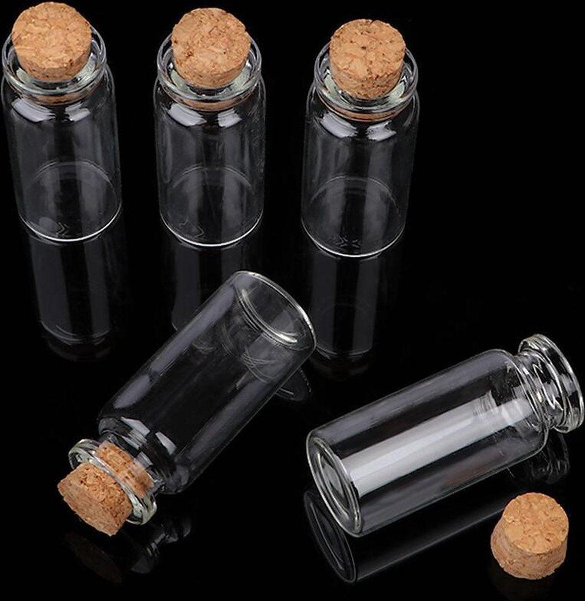 20x Mini Flesjes 10 ML Met Kurk - Kleine Glazen Lege Glas Flesjes - Transparante Reisflesjes