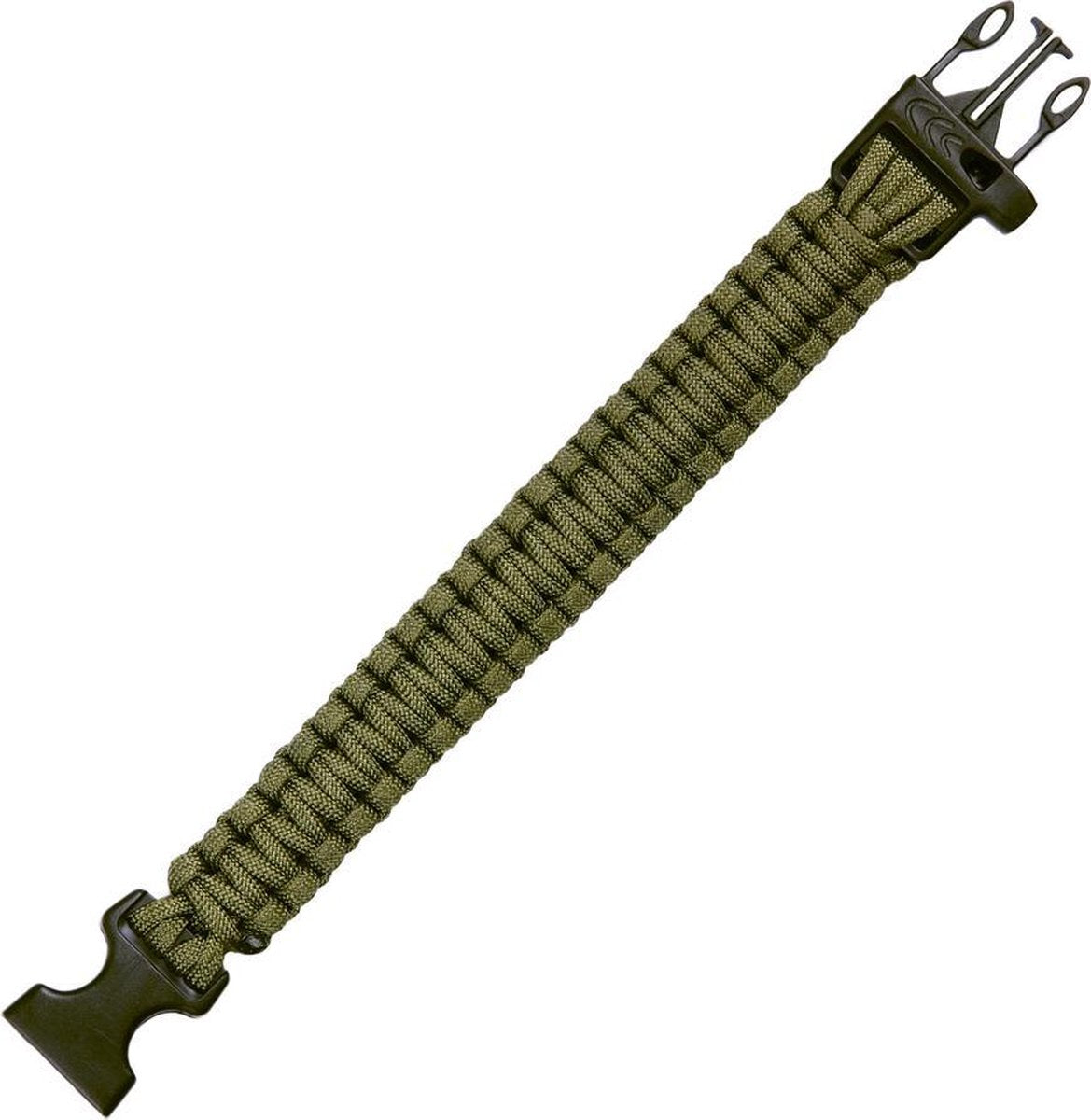 101inc Paracord Bracelet+Fluitje 9inch groen