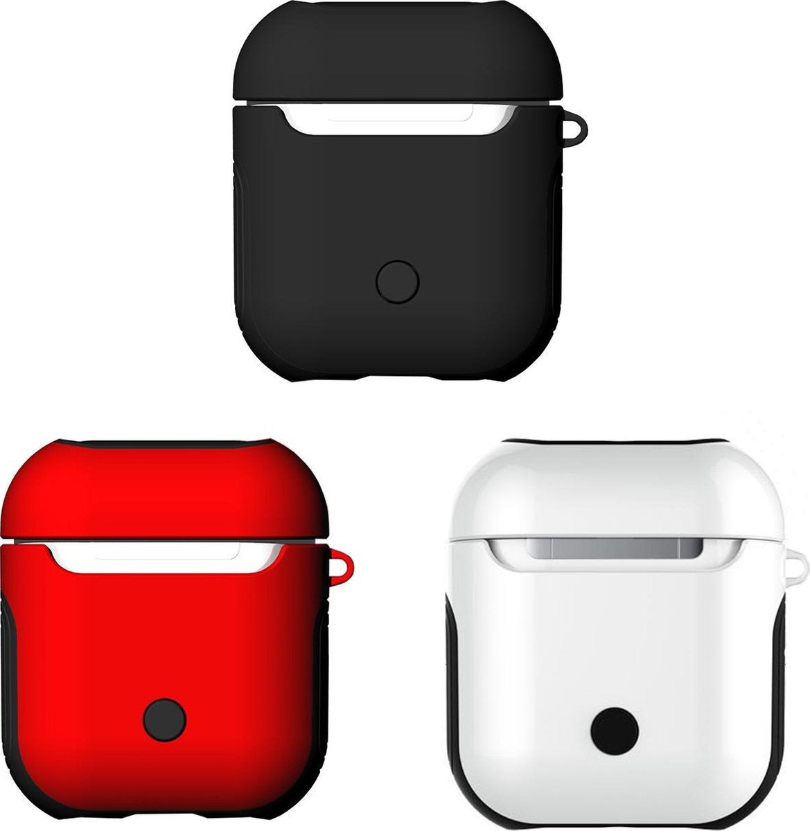 3-Pack Case Hoes Voor Apple Airpods - Beschermhoes Cover - Wit / Rood / Zwart