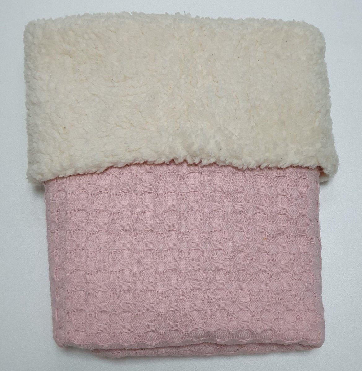 RiFresh - dekentje baby - roze wafelstof met teddy - wandelwagen