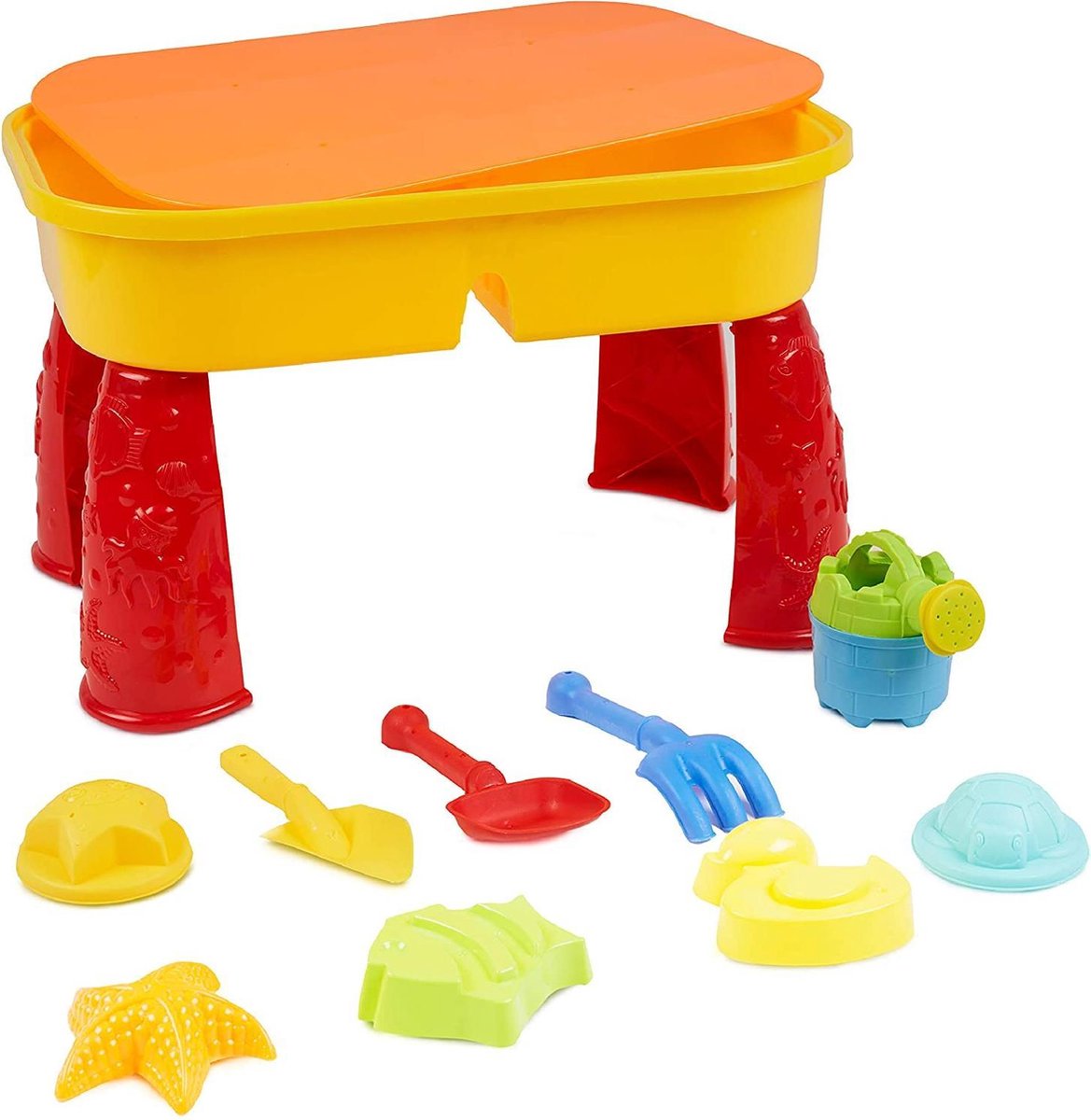 Bramble - Zandbak - Zandtafel - Speelgoed - Kleine Zand en Watertafel met Deksel - Schelp - Inclusief 8 Strandspeelgoedjes