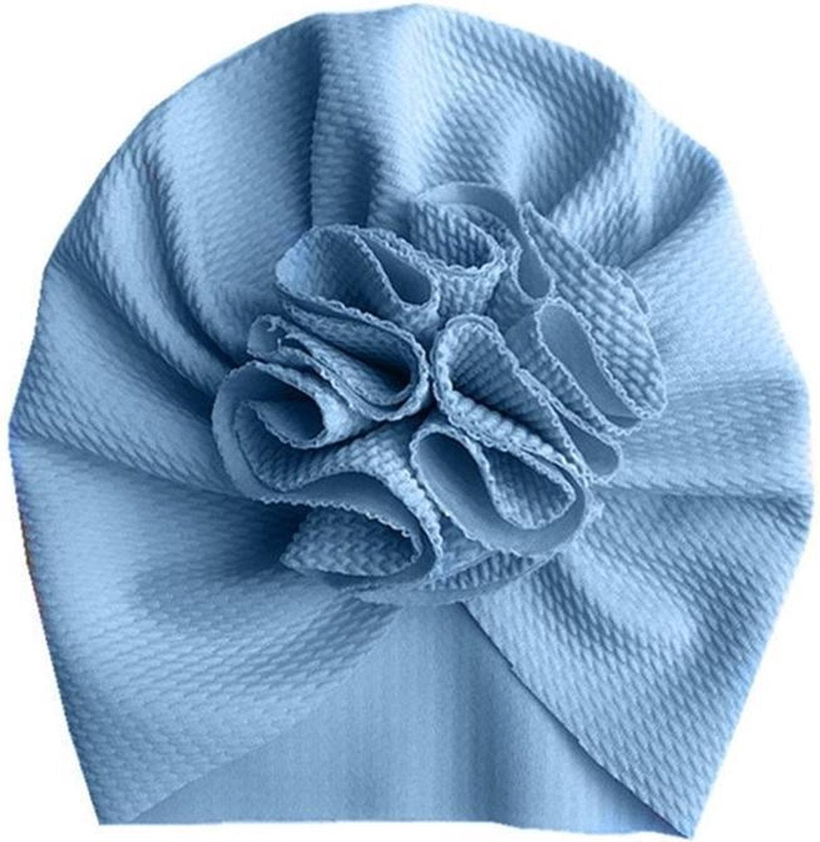 Baby Haarband -Baby Tulband - Baby Haaraccessoires Meisje - 0 tot 12 maanden Licht Blauw Bloem