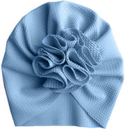 Baby Haarband -Baby Tulband - Baby Haaraccessoires Meisje - 0 tot 12 maanden Licht Blauw Bloem