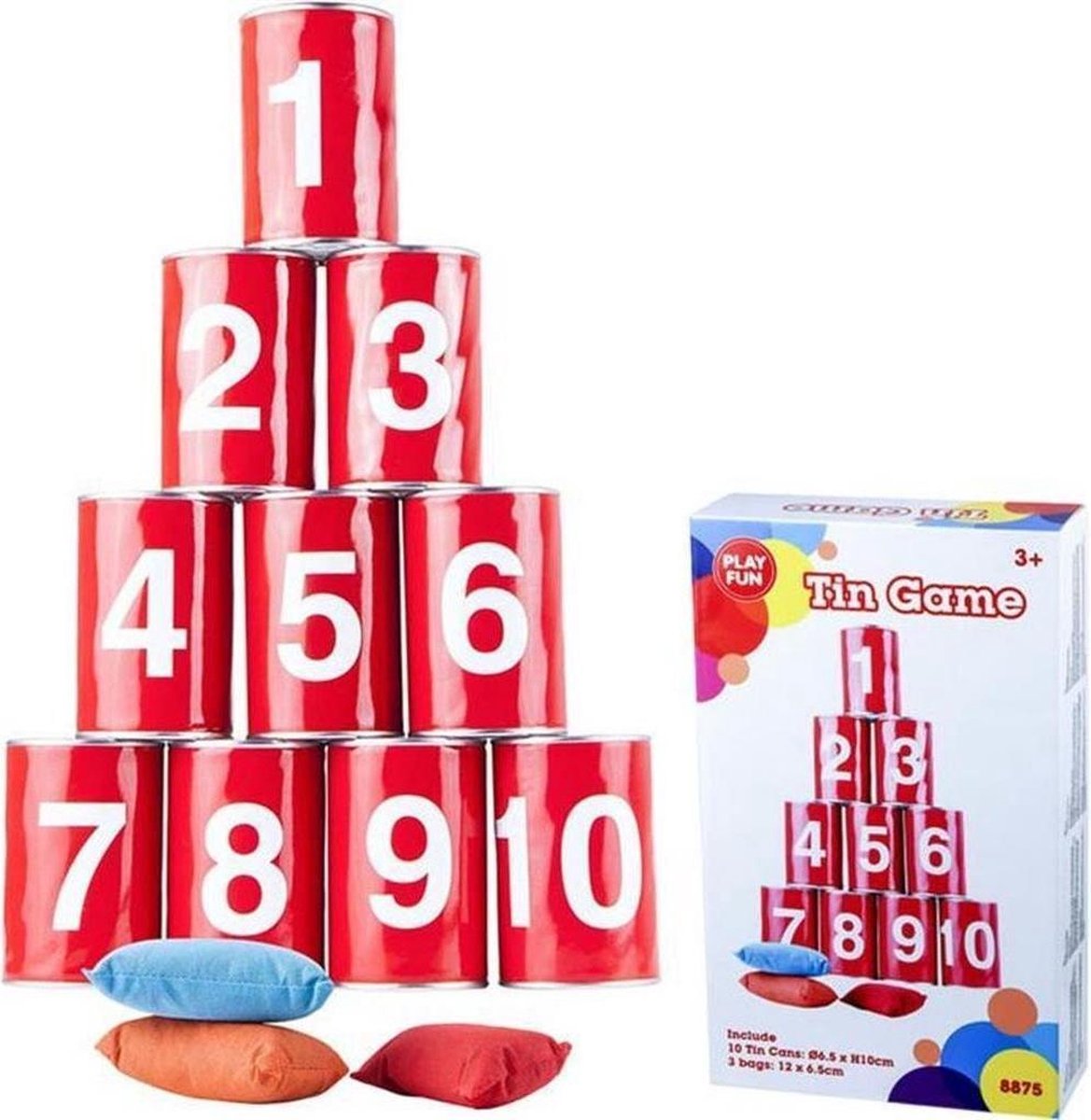 Play Fun Blikgooien met 10 Blikken + 3 Zakjes