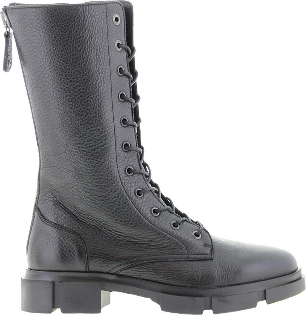 Tango | Romy 3-b black leather boot/metal zipper strap - black sole | Maat: 38