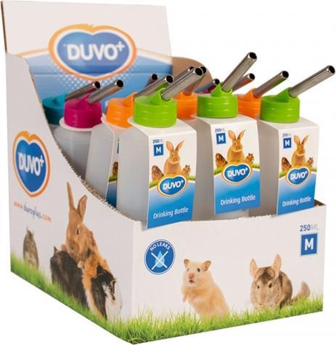 Duvo+ Drinkfles plastiek kleine dieren M - 250ml kleur donker roze