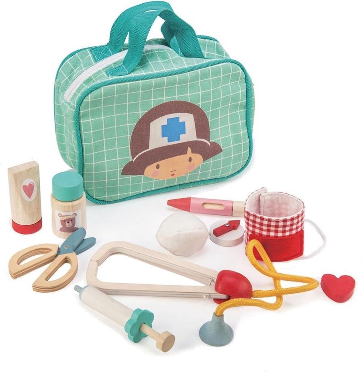 Tender Leaf Toys Dokterstas Met Doktersspullen Hout Groen 9-delig