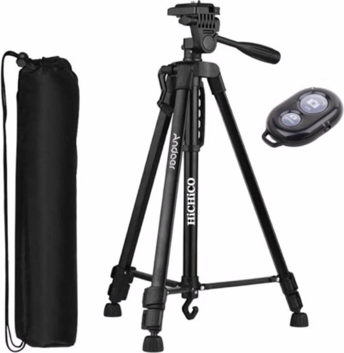 Camera Statief - Smartphone Tripod Met hendel Inclusief Bluetooth Remote Shutter