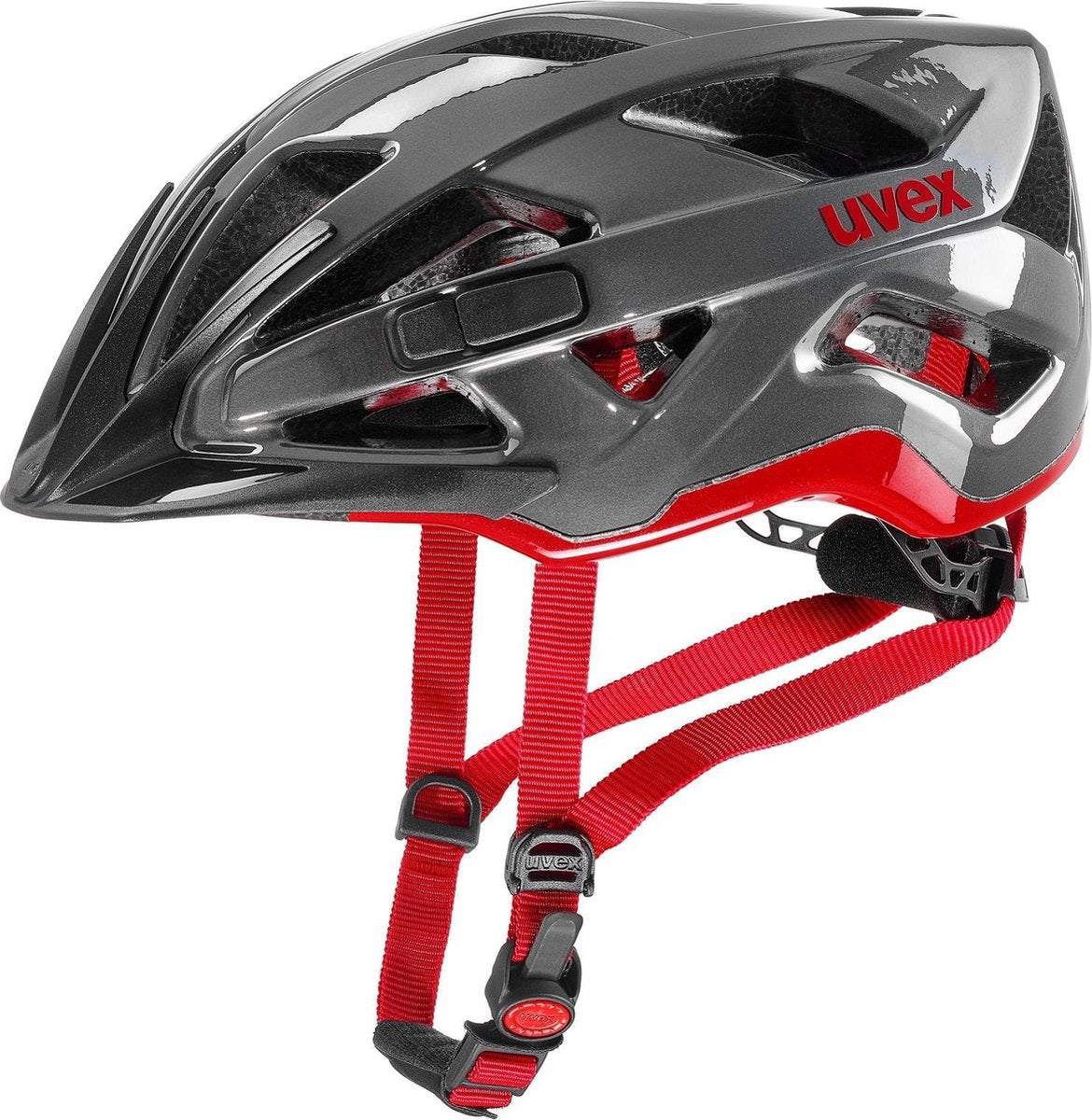 Uvex Uvex Active Sporthelm - Unisex - donkergrijs - rood