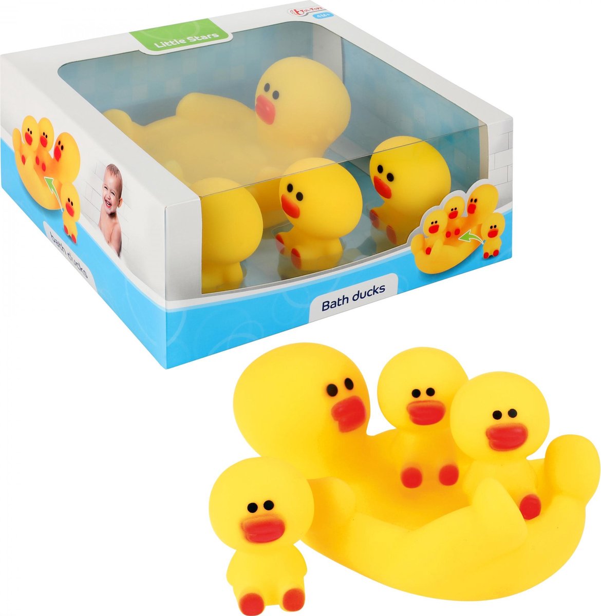 Toi-toys Badspeelgoed Bath Ducks Junior Vinyl Geel 4-delig