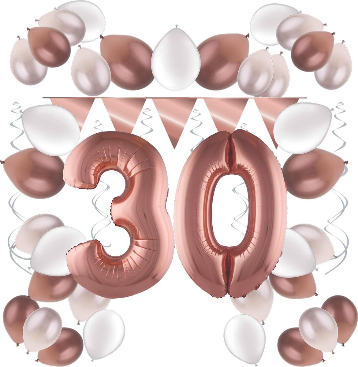 e-Carnavalskleding.nl Feestversiering pakket rosé 30 jaar | Versiering 30e verjaardag | 30 jaar feestversiering pakket rosé compleet | Leuk pakket rosé met feestartikelen voor de 30e verjaardag Medium