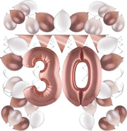 e-Carnavalskleding.nl Feestversiering pakket rosé 30 jaar | Versiering 30e verjaardag | 30 jaar feestversiering pakket rosé compleet | Leuk pakket rosé met feestartikelen voor de 30e verjaardag Medium
