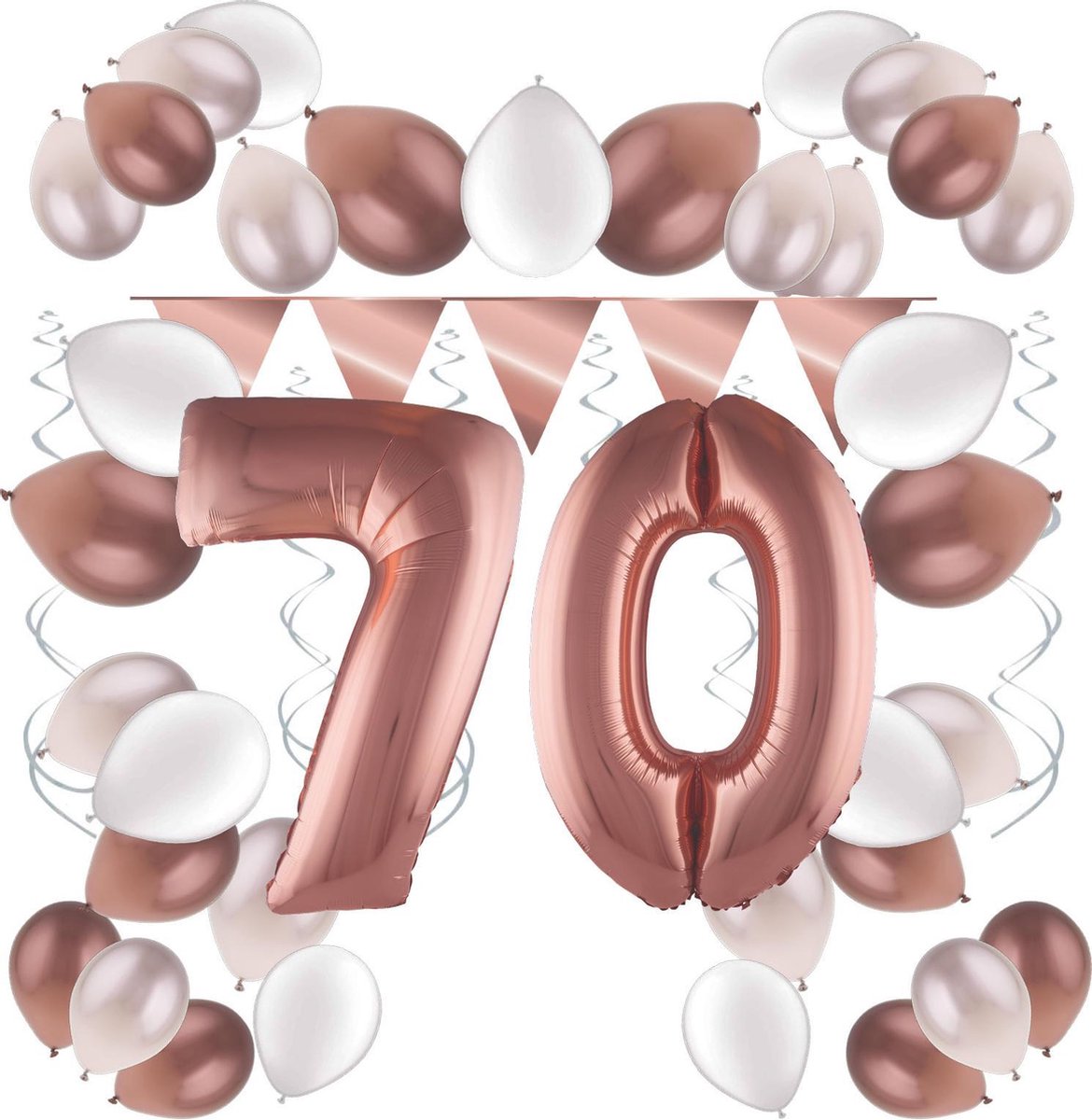 e-Carnavalskleding.nl Feestversiering pakket rosé 70 jaar | Versiering 70e verjaardag | 70 jaar feestversiering pakket rosé compleet | Leuk pakket rosé met feestartikelen voor de 70e verjaardag Medium