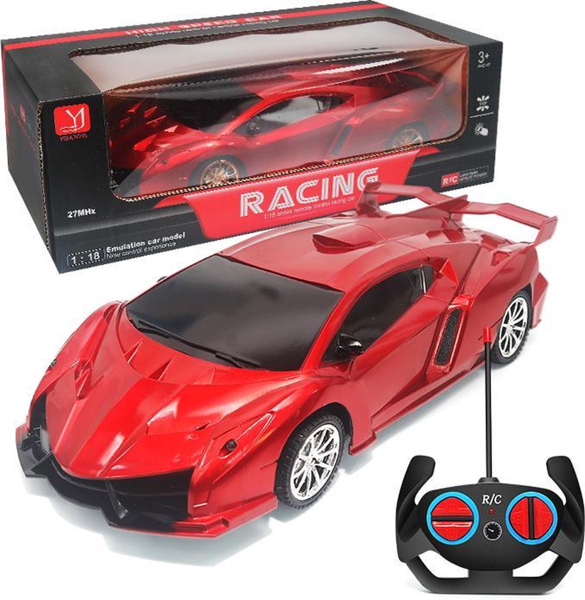 Jotechs - RC Auto - Race Speelgoedauto Rood - RC Auto - Geschikt Voor Kinderen Vanaf 3 Jaar - Nieuw Model 2021